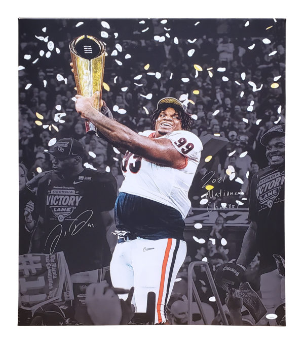 Jordan Davis Autographed Georgia Bulldogs Large Canvas Print 24x30"