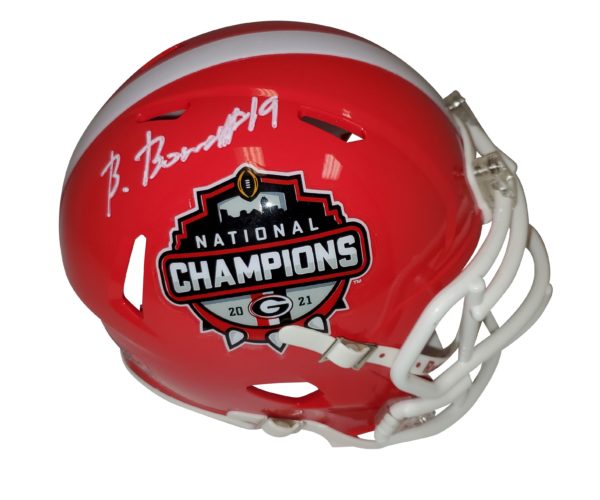Brock Bowers Georgia Bulldogs Autographed Mini Speed Helmet With "Natty" Logo