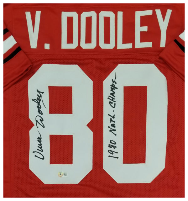 Vince Dooley Georgia Bulldogs Autographed Red "1980 National Championship" Jersey