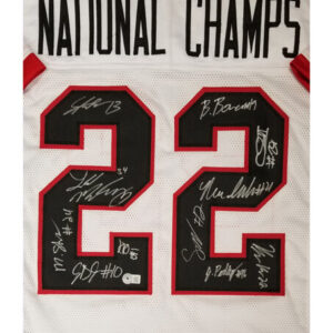 White 2022 National Champions Georgia Bulldogs Autographed Jersey - 11 Signatures