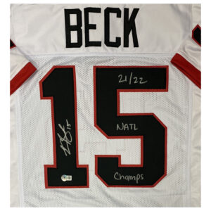 Carson Beck Autographed Georgia Bulldogs Custom White Jersey w/ 21/22 Natl Champs - Beckett Authentication