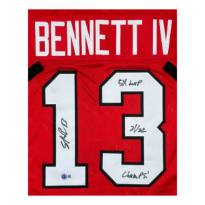 Stetson Bennett Autographed | Red Georgia Bulldogs Jersey | w/ 5x MVP / 21/22 Champs Insc | Beckett COA