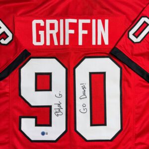 Elijah Griffin Autographed | Georgia Bulldogs Red Jersey | w/ Go Dawgs Insc | Beckett COA